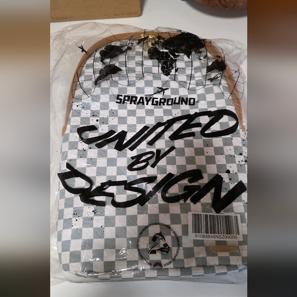 Sprayground Embossed Cream Checkerboard Backpack - Picture 7 of 7